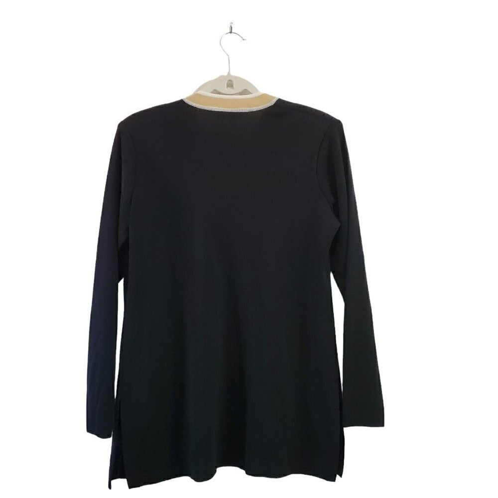 Exclusively Misook Cardigan XS Black Open Front Knit Acrylic Classic Pockets - Picture 6 of 10